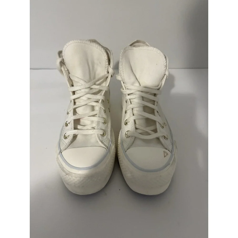 Converse All Star Lift Platform Canvas High Top Cream/Cocoon Blue Sz 6